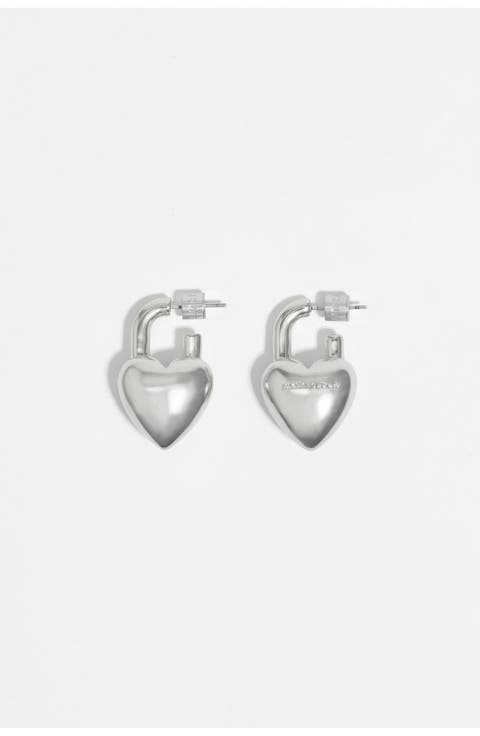 Matte Padlock Heart Earrings