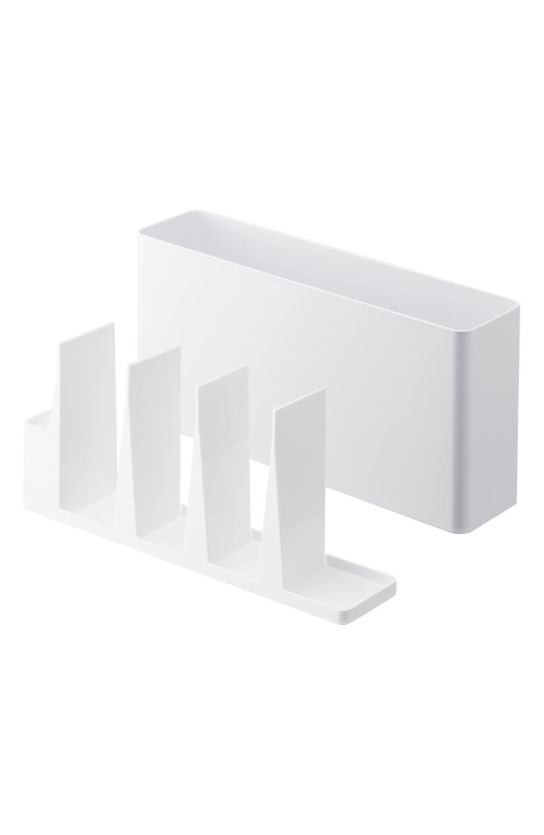 Yamazaki Utensil and Slim Cutting Mat Holder, Alternate, color, White