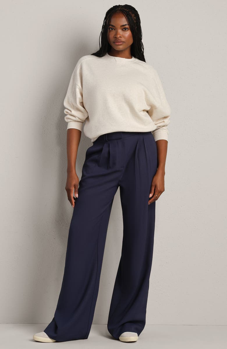 Rhone Signature Crewneck Cotton Blend Rib Sweatshirt, Alternate, color, Oatmeal Heather