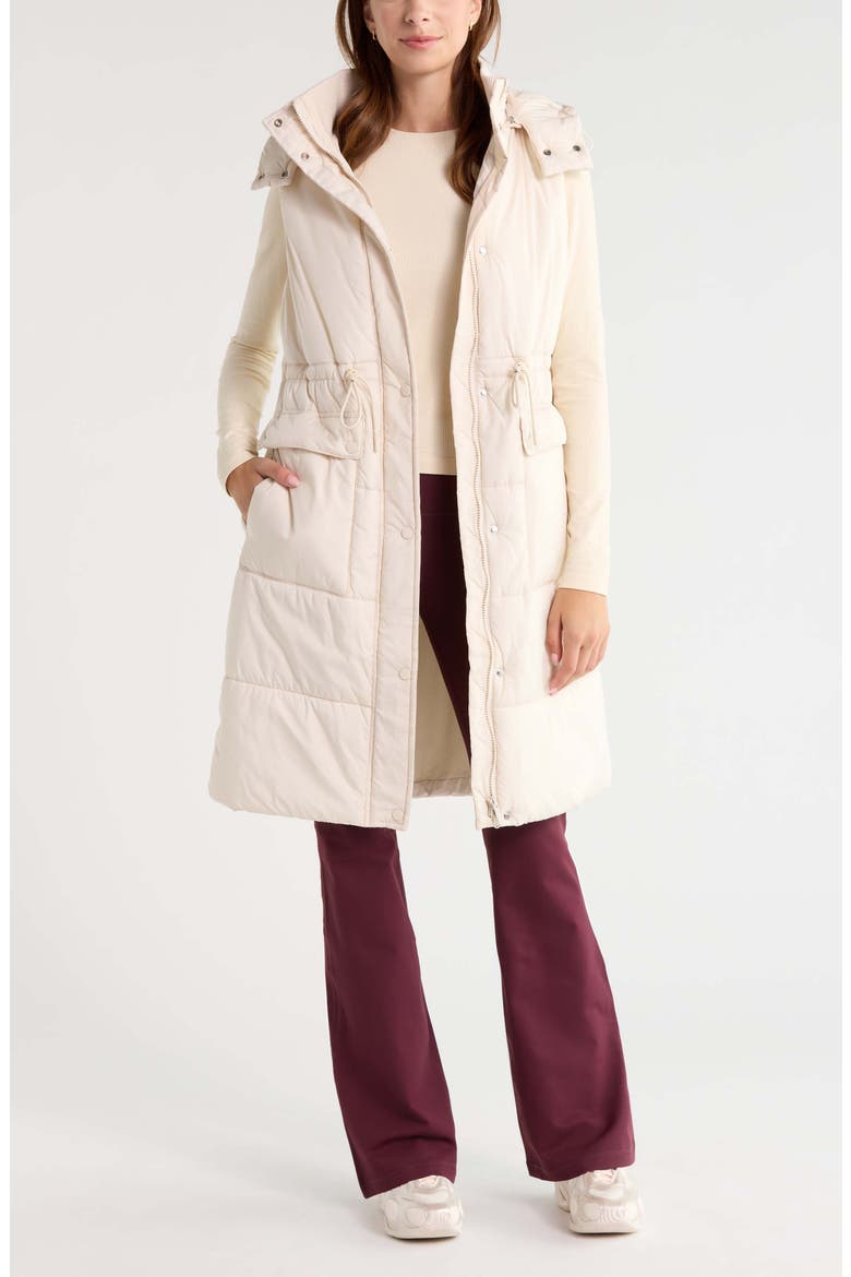 Solstice Longline Puffer Vest, Main, color, IVORY BIRCH