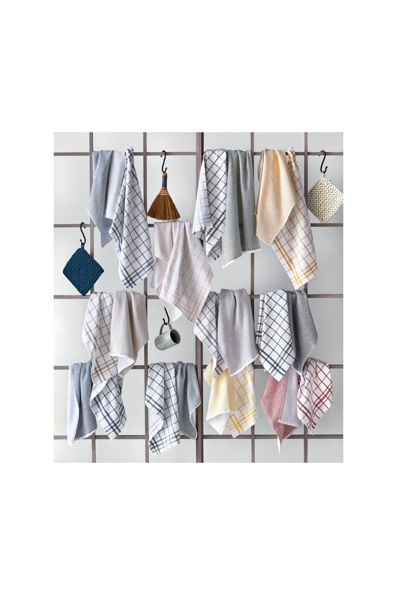 Classic Red Cotton Dishtowel Set of 2 Checked Solid Terry, Alternate, color, Red