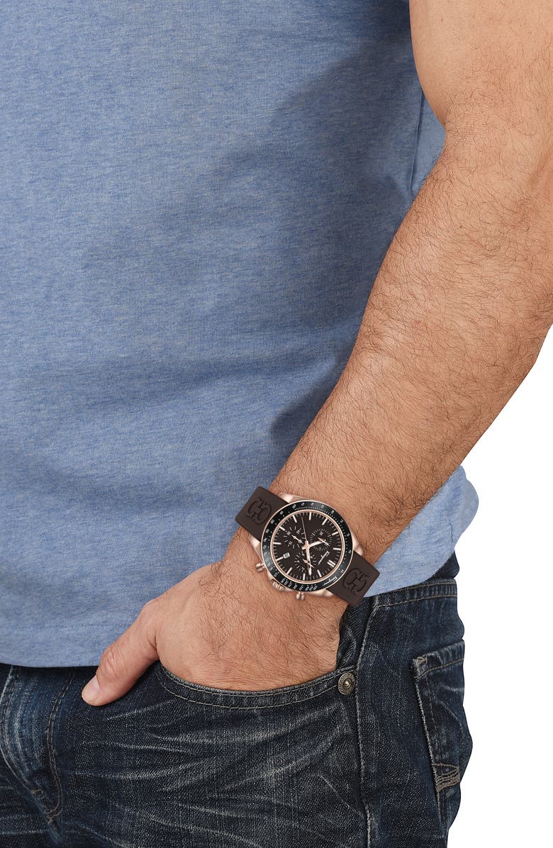 FERRAGAMO Silicone Strap Chronograph Watch, 43mm, Alternate, color, 