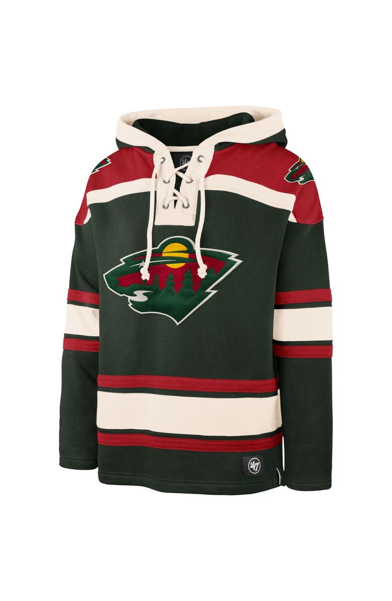 '47 Men's '47 Kirill Kaprizov Green Minnesota Wild Player Name & Number Lacer Pullover Hoodie, Alternate, color,