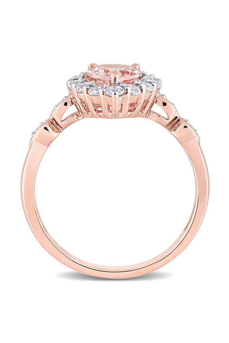 Morganite White Topaz Halo Ring 10k, Alternate, color, Morganite