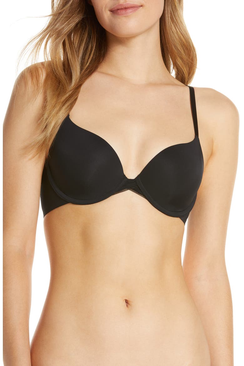 Sleek Micro Underwire T-Shirt Bra, Main, color, BLACK
