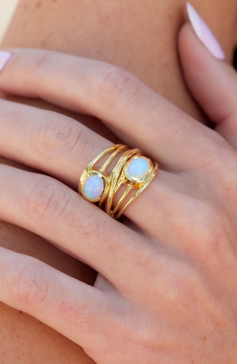 SAVVY CIE JEWELS Ethiopian Opal Crossover Ring, Alternate, color,