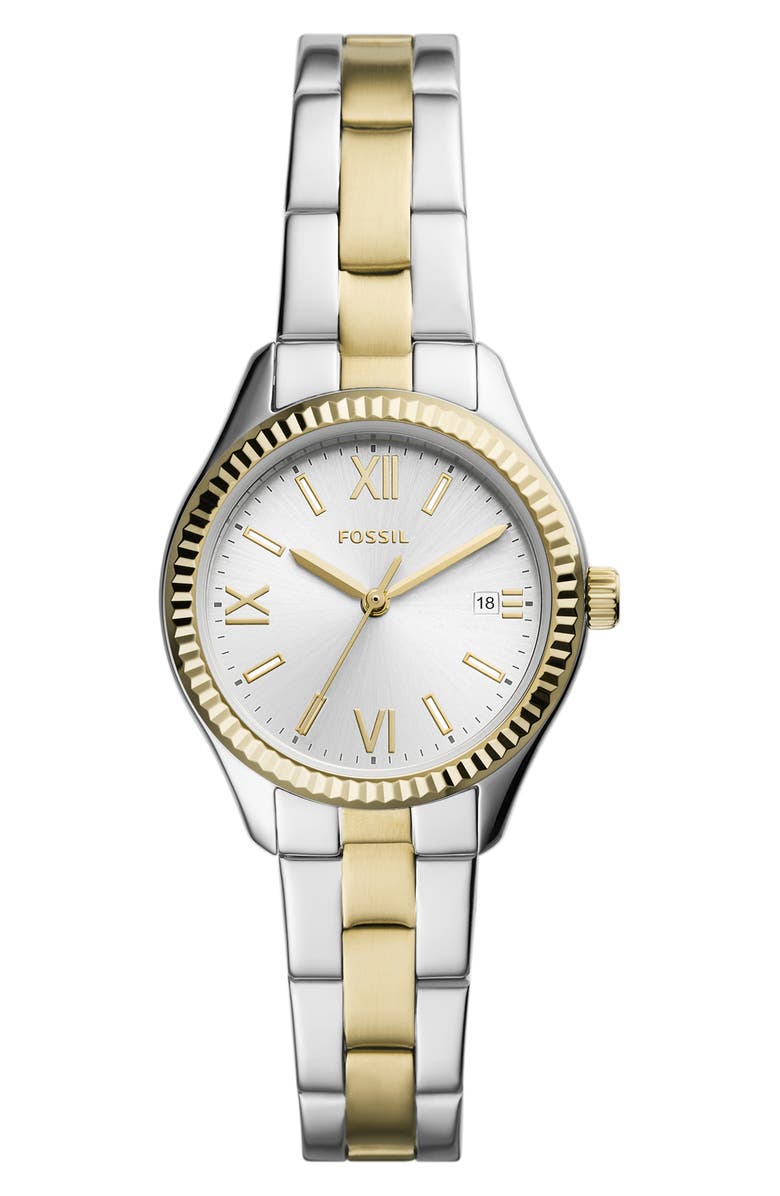 Fossil Two-Tone Stainless Steel Quartz Bracelet Watch, 30mm, Main, color, 