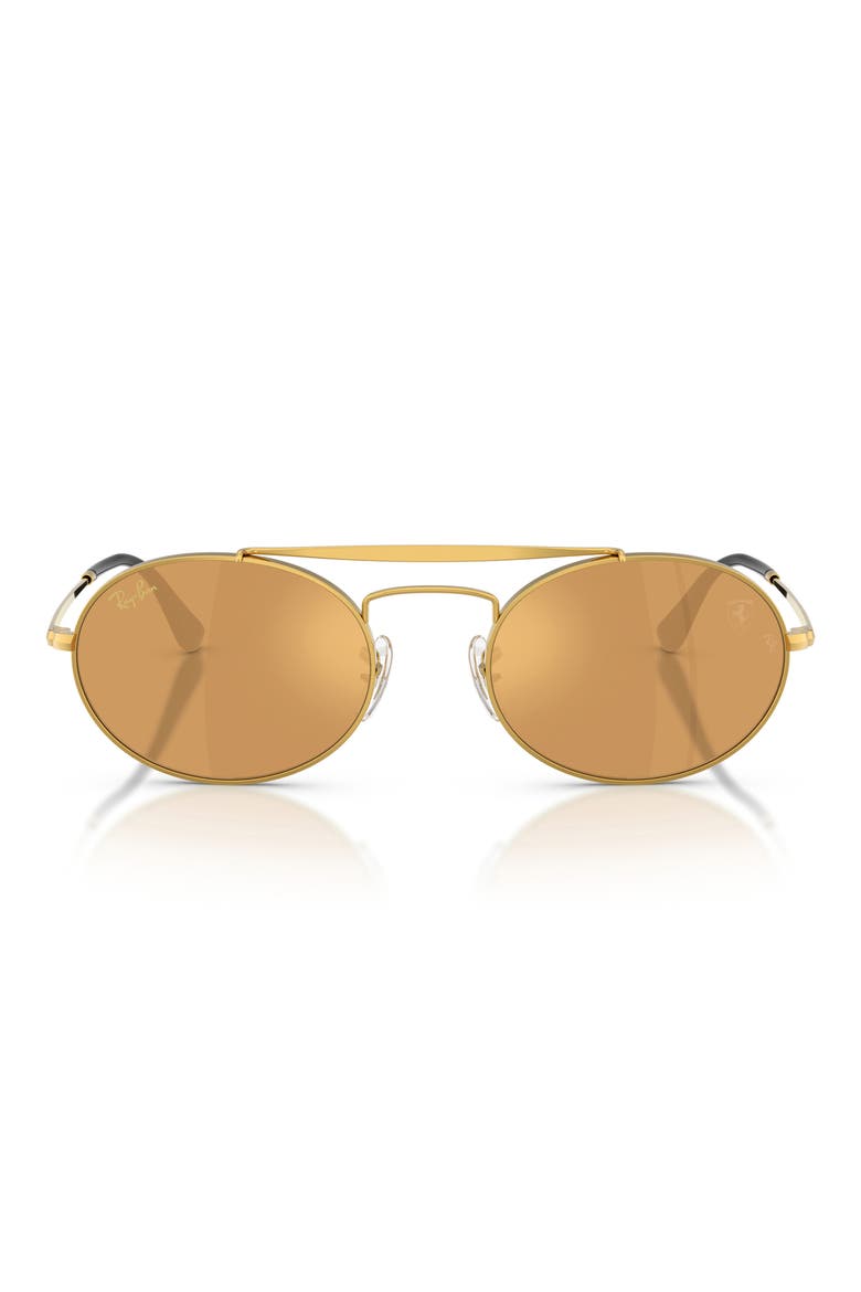54mm Ferrari Oval Sunglasses, Main, color, LEGEND GOLD / BROWN