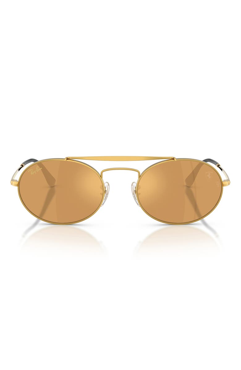 Ray-Ban 54mm Ferrari Oval Sunglasses, Main, color, Legend Gold / Brown