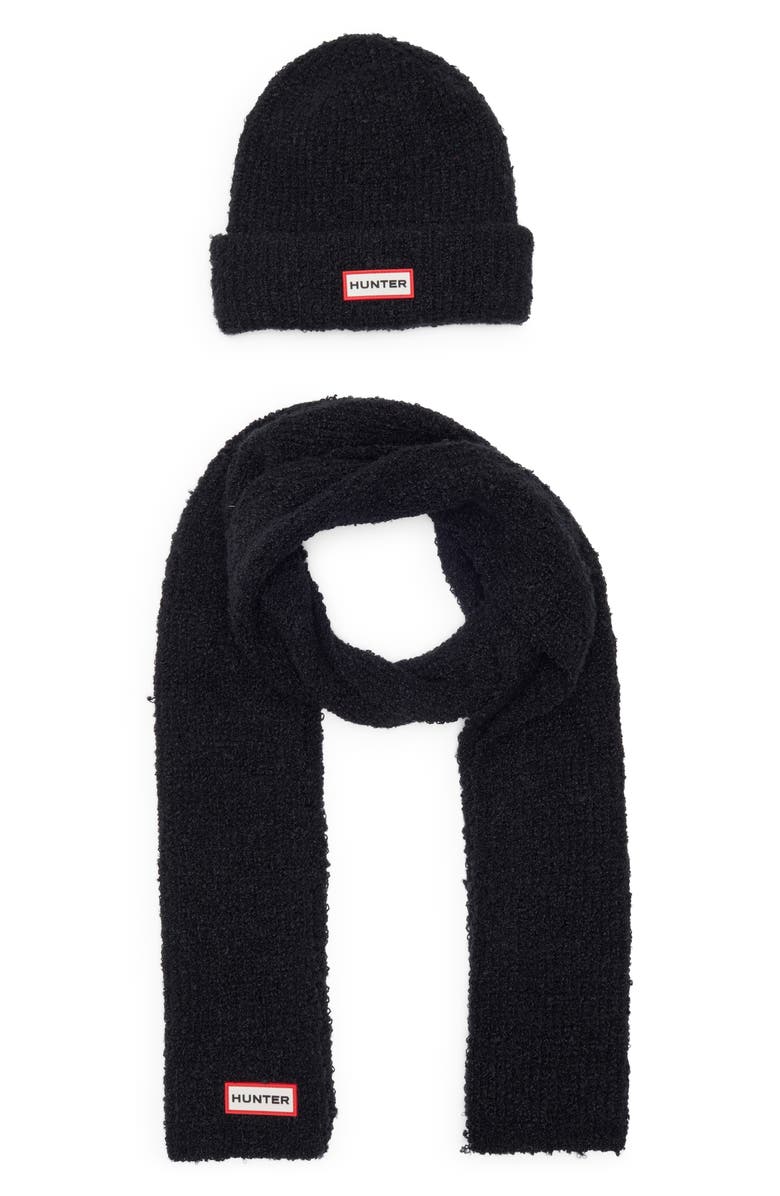 Hunter Patch Scarf & Beanie Set, Main, color, Black