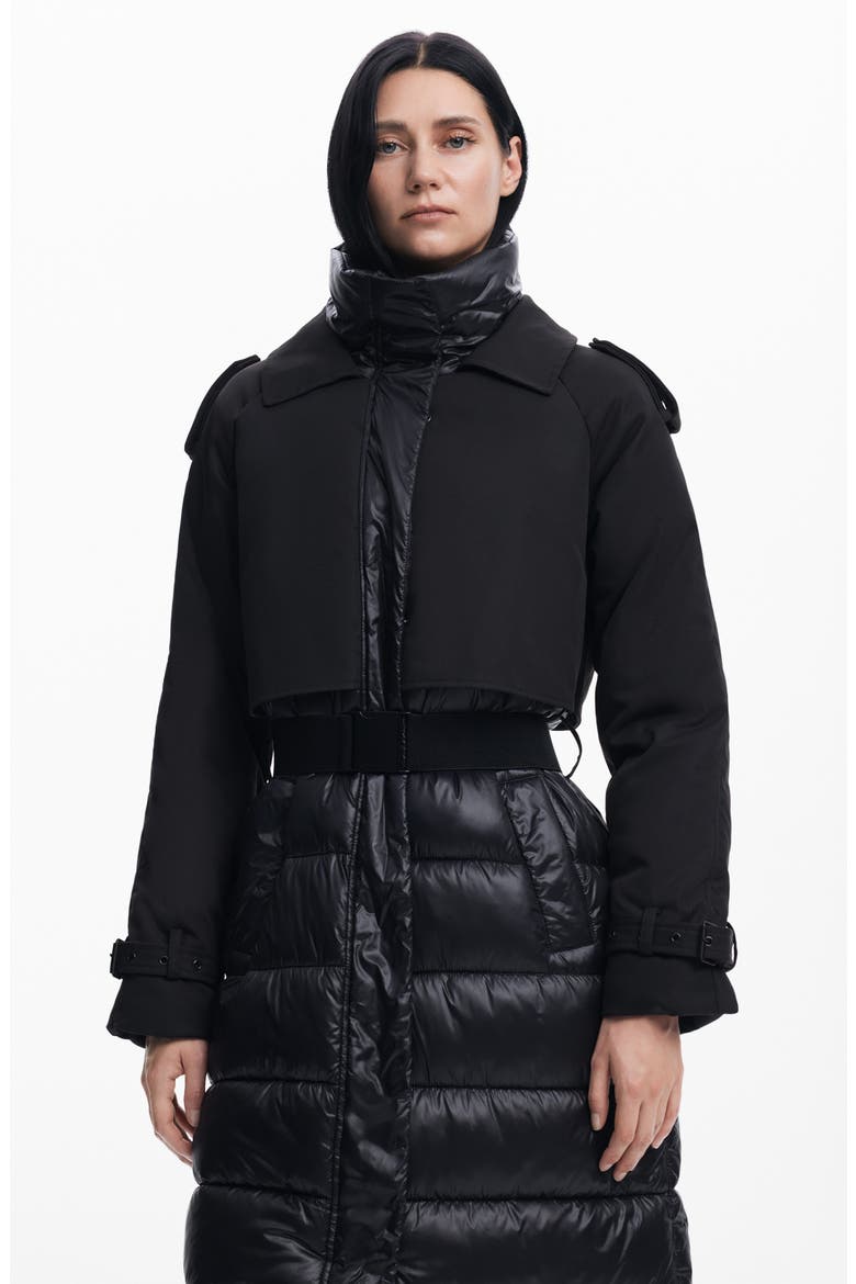 Estocolmo Layered Puffer Coat, Alternate, color, BLACK