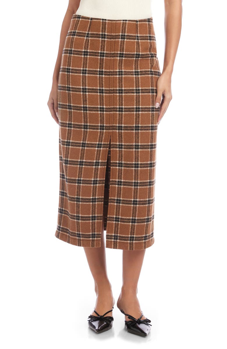FIFTEEN TWENTY Kaia Plaid Midi Skirt, Main, color, Brown Plaid