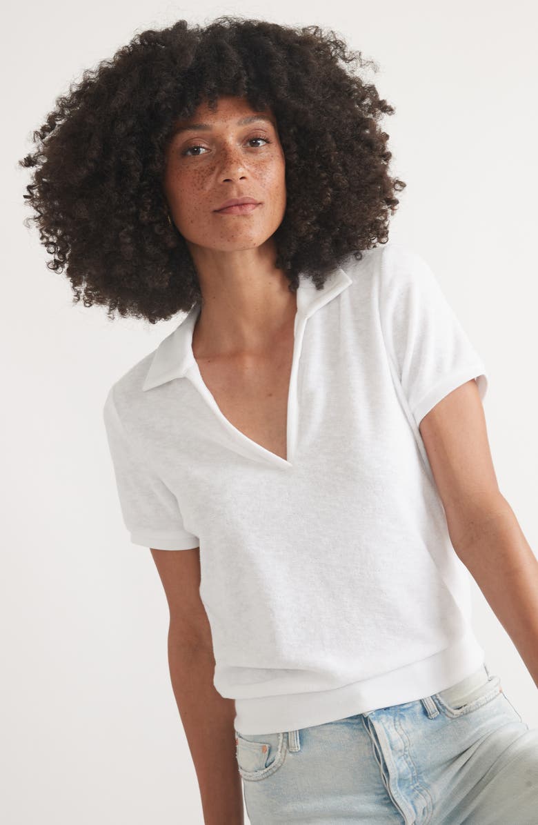 Marine Layer Terry Cloth Polo, Alternate, color, White