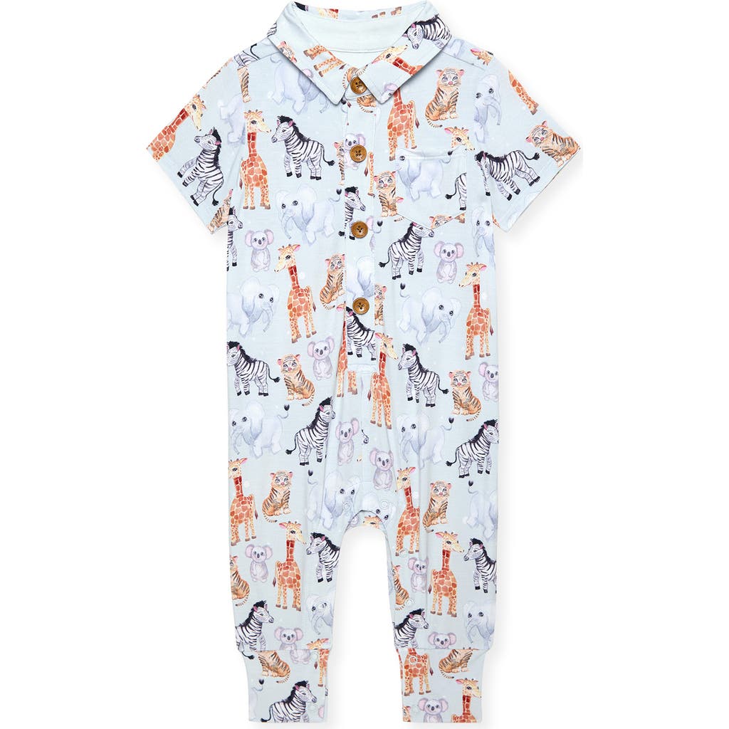 Posh Peanut Animal Print Henley One-Piece in Green  product