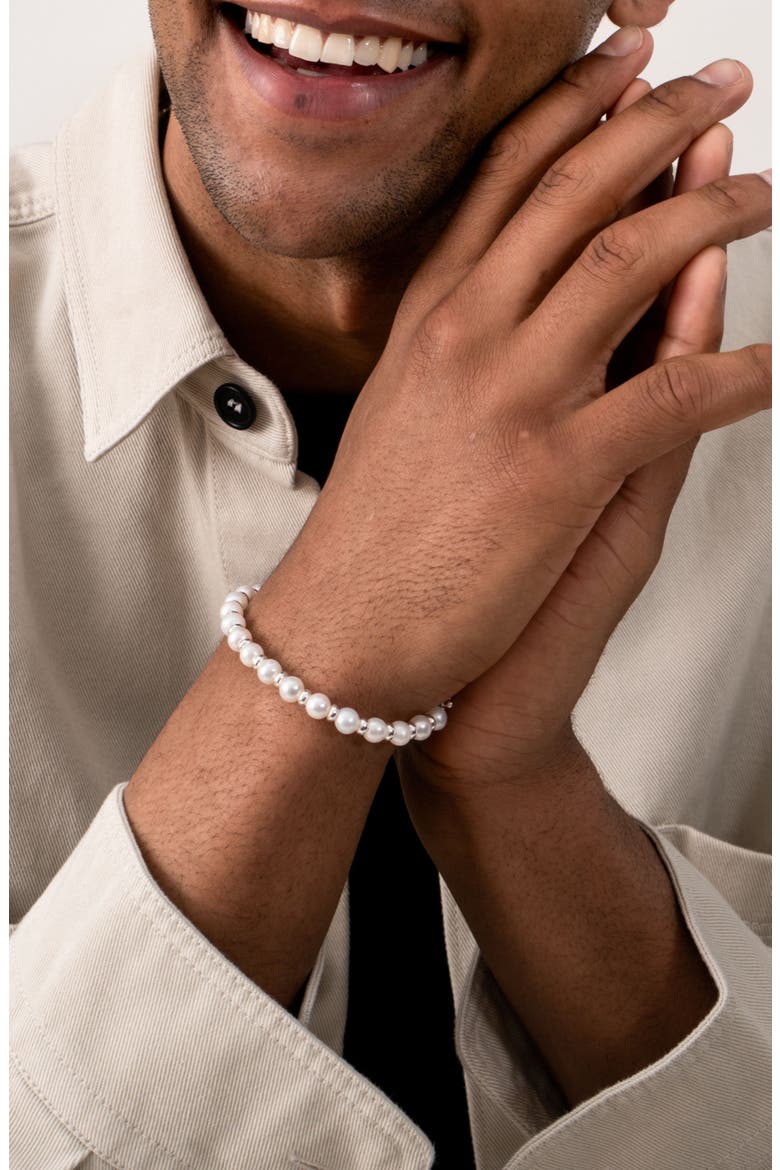 Men's  Pearl Halo Bracelet, Alternate, color, White