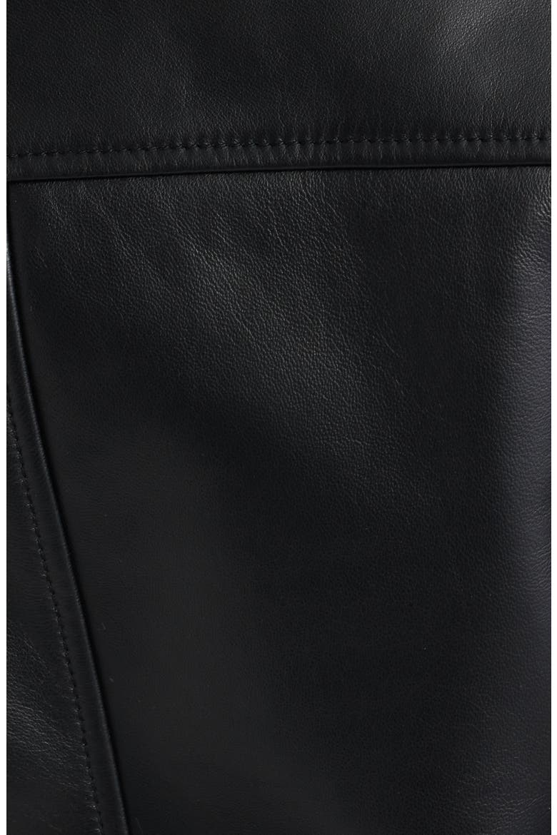 Classic Leather Bomber Jacket, Alternate, color, BLACK