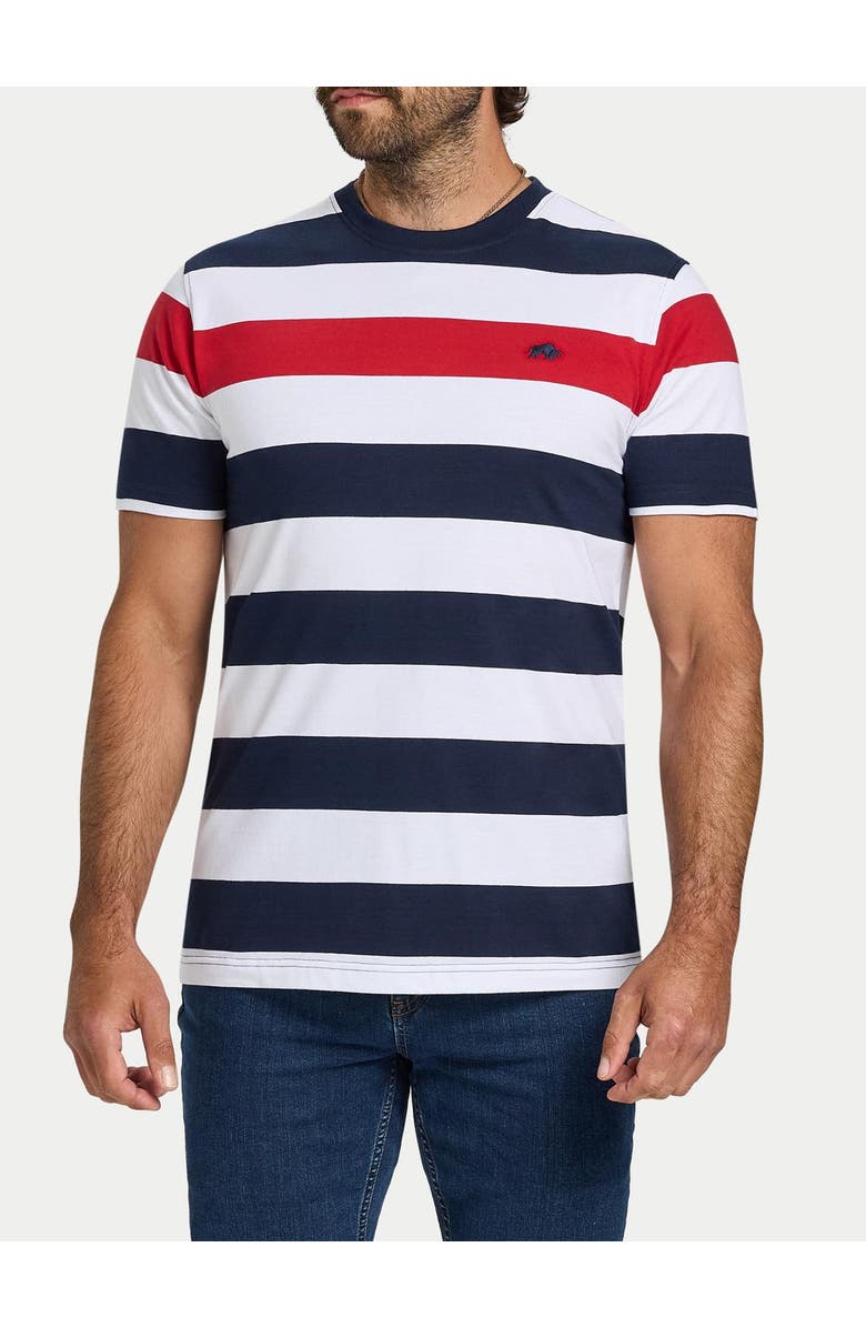 Raging Bull Contrast Chest Stripe T-Shirt, Alternate, color, Navy/Red