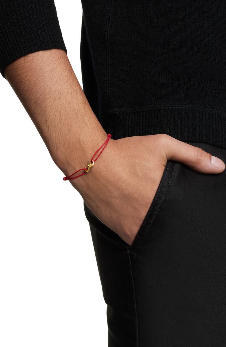 David Yurman Infinity Link Black Cord Bracelet with 18K Yellow Gold, Alternate, color, 