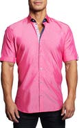 Maceoo Galileo Silverdot Pink Short Sleeve Button-Up Shirt