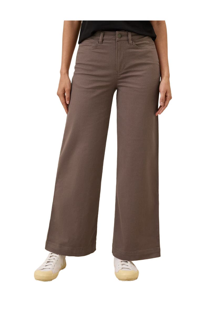 Pact Organic Stretch Twill Wide Leg Pant, Alternate, color, Deep Taupe