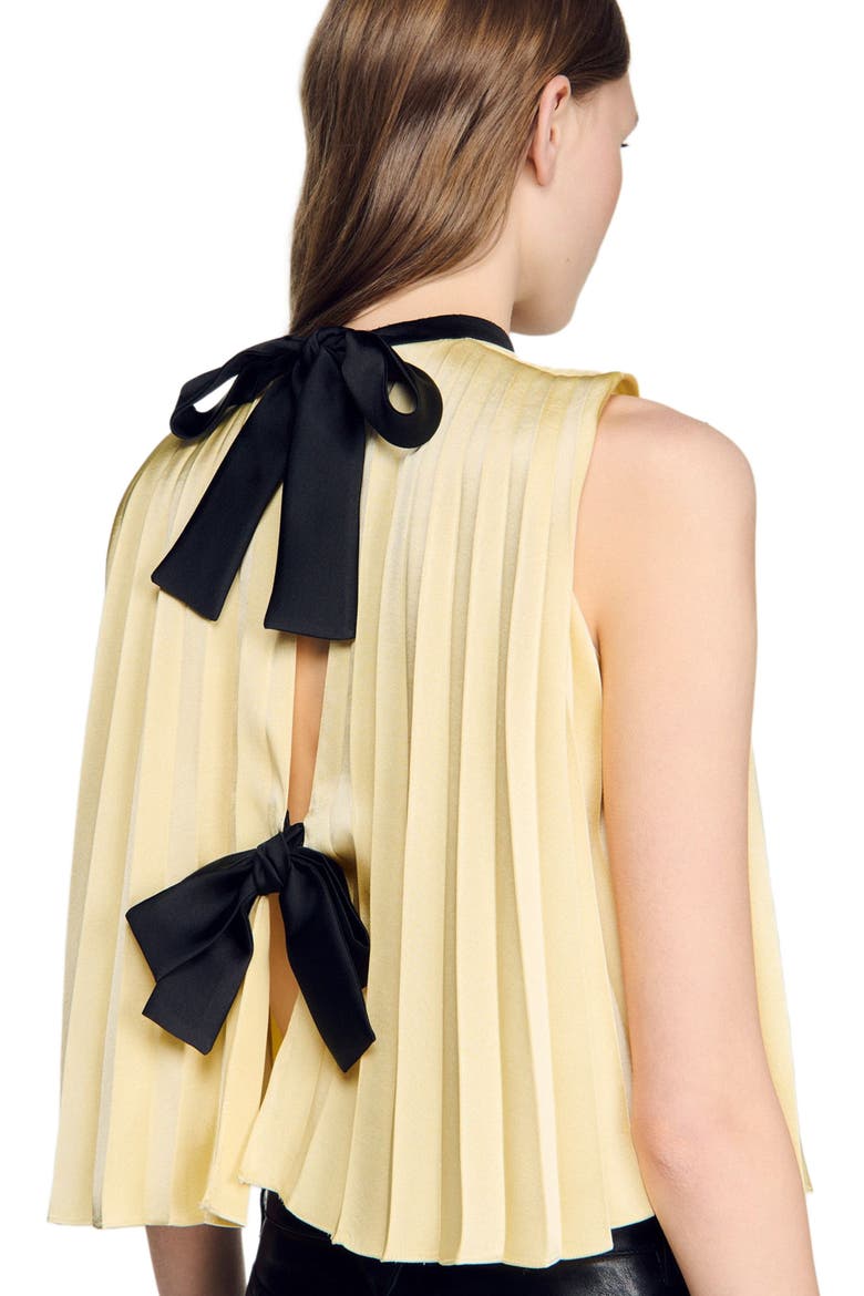 Pleated tie-back top, Alternate, color, Straw