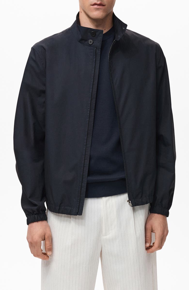 MANGO Stand Collar Cotton Zip Jacket, Main, color, 