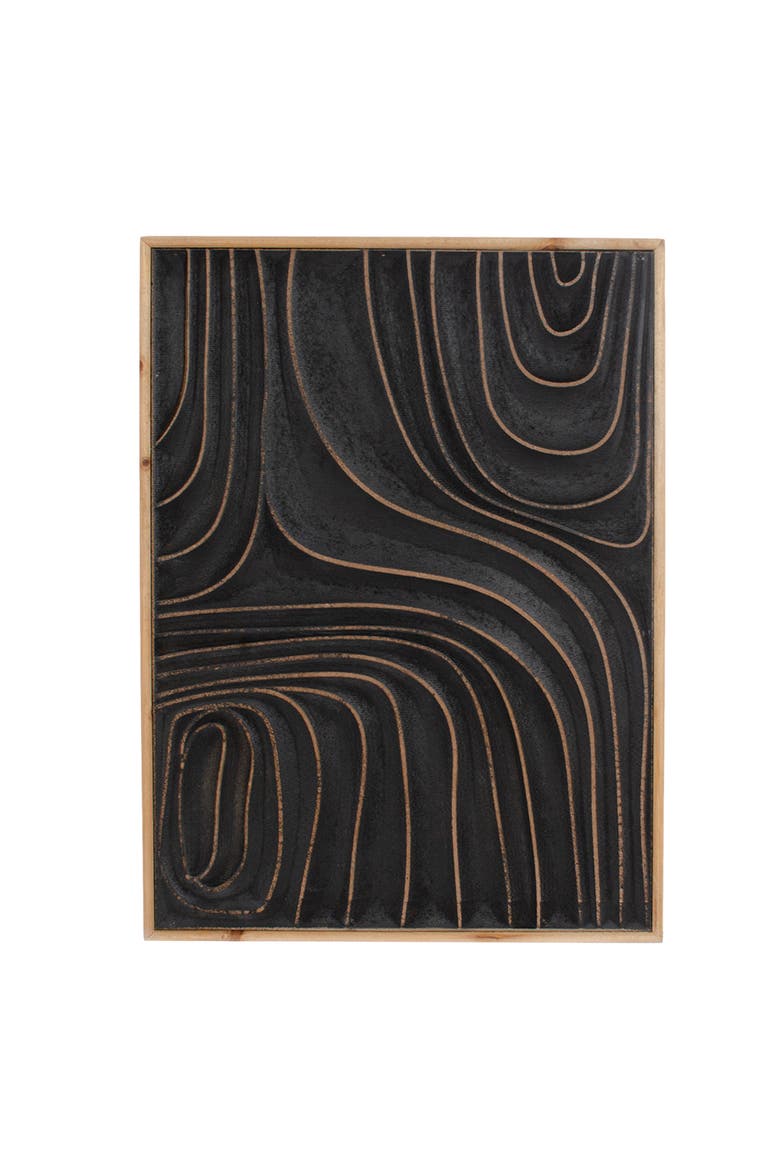 Waved Lines Painted Home Decor, Main, color, Black