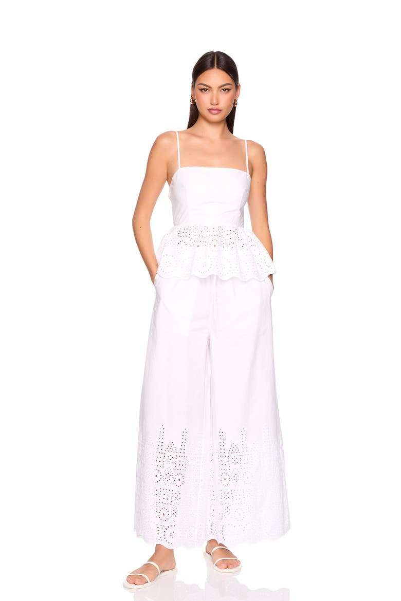 Embroidered Eyelet Cotton Camisole, Alternate, color, SUGAR