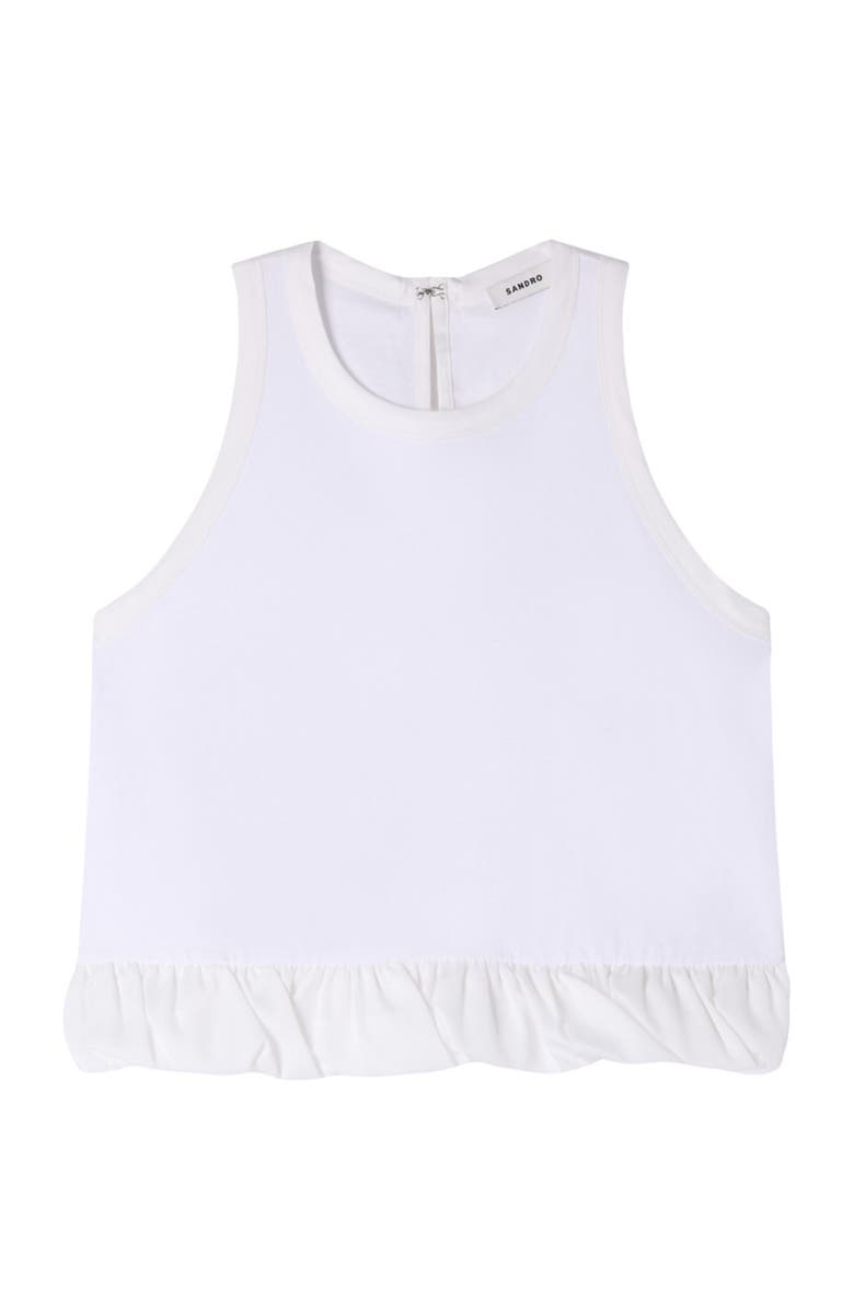 SANDRO Ruffle top, Alternate, color, White