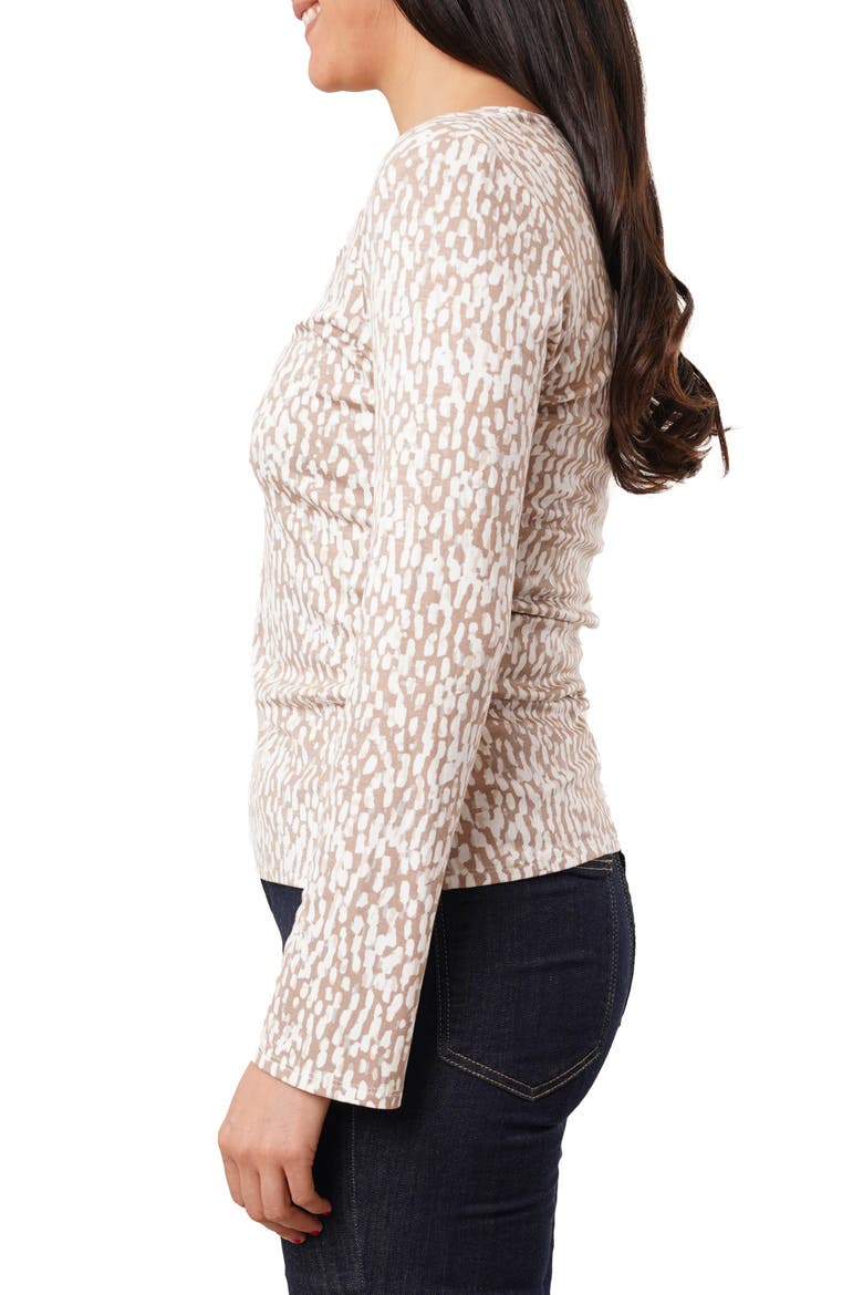 V-Neck Long Sleeve Top, Alternate, color, KALI PRINT TAUPE