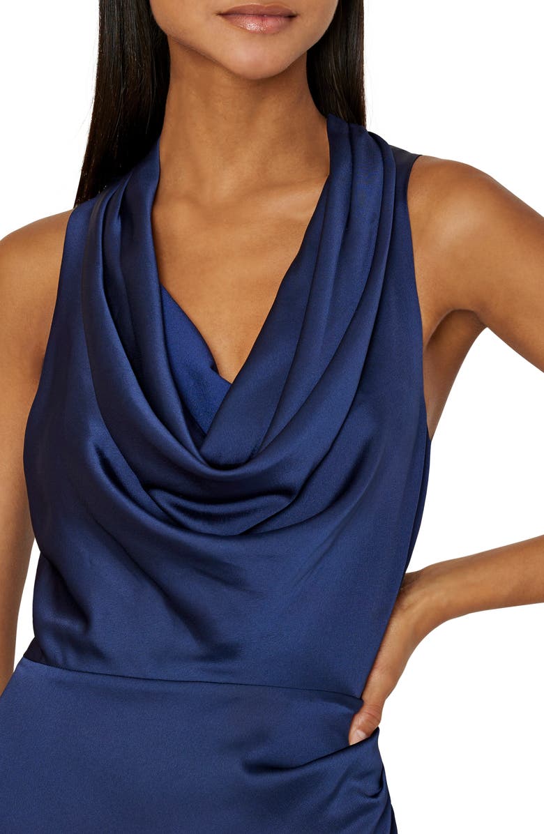 Milly Nia Cowl Neck Satin Dress, Alternate, color, 