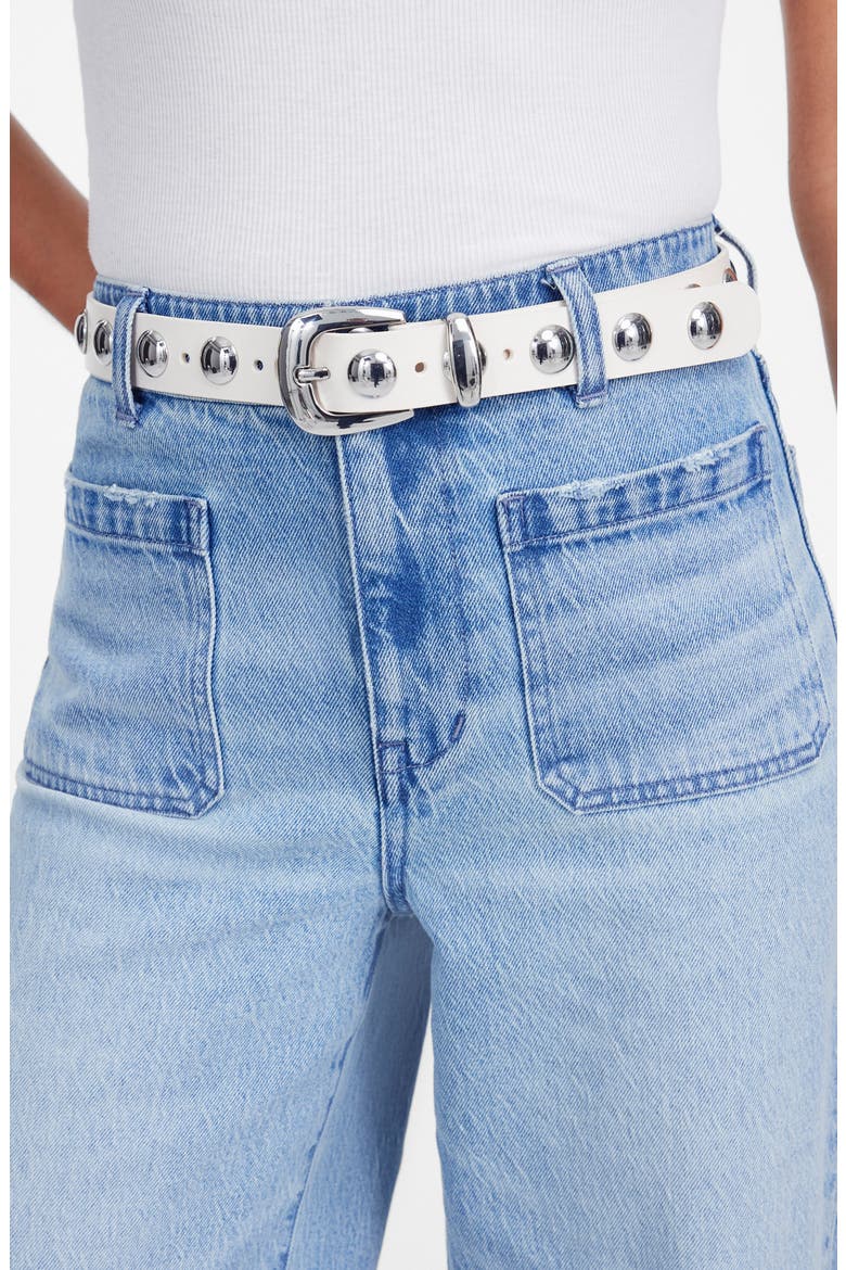 Studded Western Leather Belt, Alternate, color, IVORY