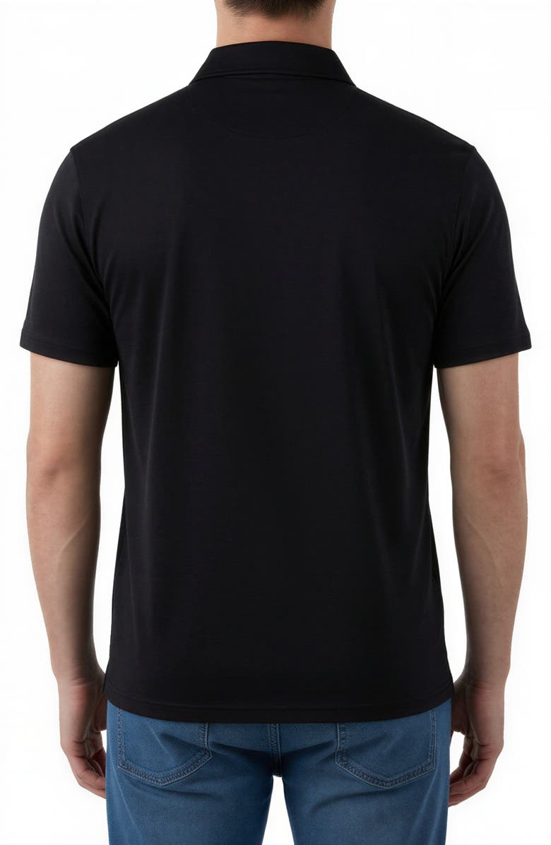 Victor Emmanuel Pima Cotton Knit Zip Polo, Alternate, color, Black