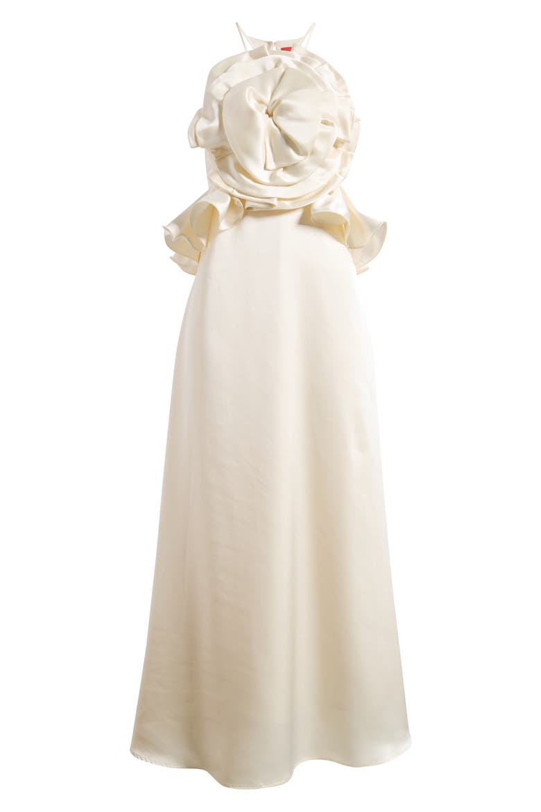 Tashi Rosette Bodice Satin Gown, Alternate, color, CREAM