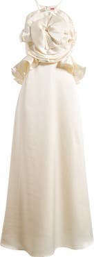 CIEBON Tashi Rosette Bodice Satin Gown