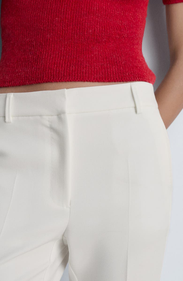 MANGO Pleated Straight Leg Ankle Pants, Alternate, color, White