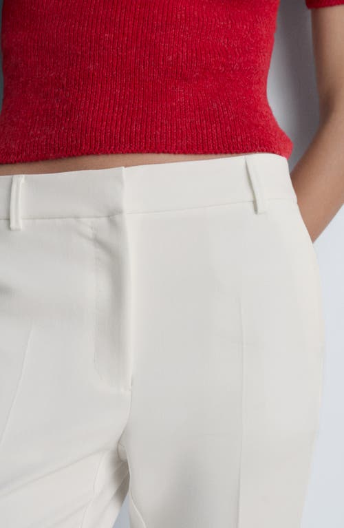 Shop Mango Pleated Straight Leg Ankle Pants In White