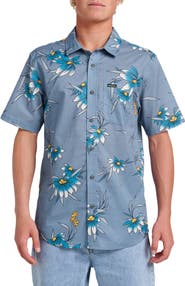 Quiksilver Costal Flora Classic Fit Floal Short Sleeve Cotton Button-Up Shirt