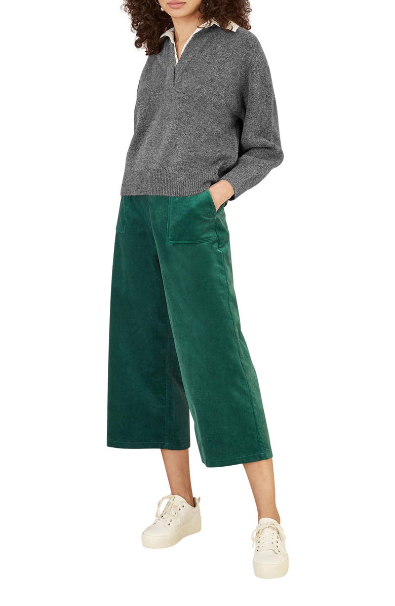 Yumi Cord Cropped Wide Leg Pants, Alternate, color, Green