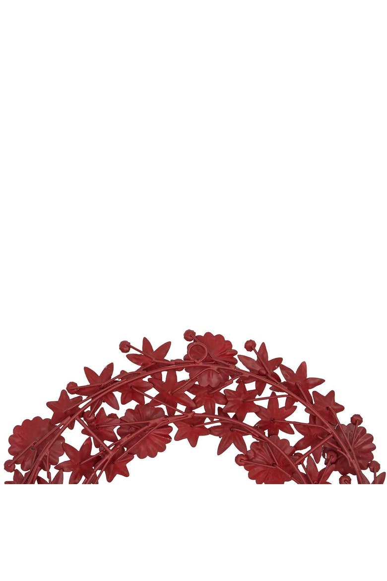 Lucy Red Metal Floral Wreath Wall Art, Alternate, color, Red