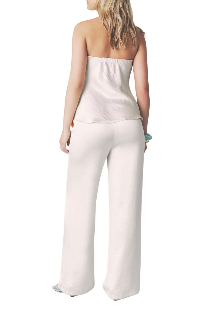 Six Stories Cleo Tie Waist Satin Pants, Alternate, color, Oyster