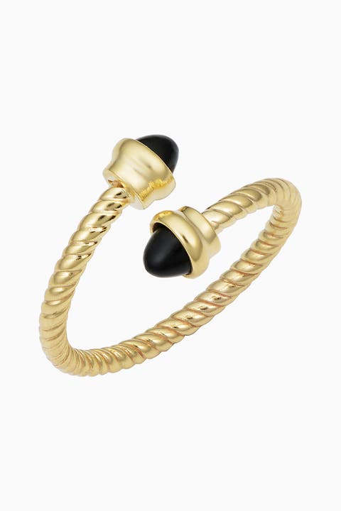 14K Yellow Gold Onyx Finger Candy Ring