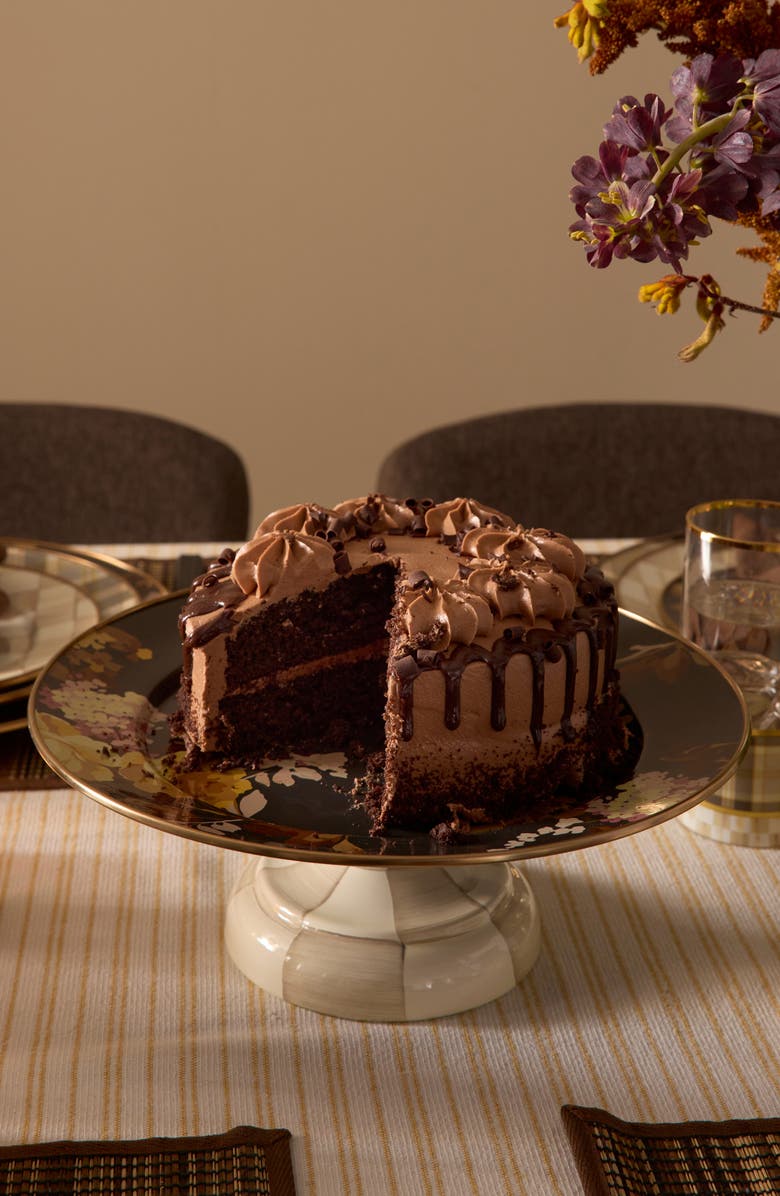 MACKENZIE CHILDS Wild Rose Small Pedestal Platter, Alternate, color, Brown