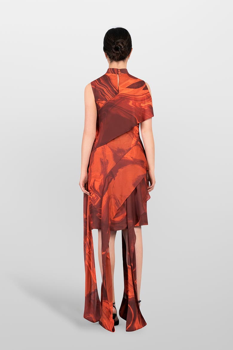 Volant Dress, Alternate, color, Orange