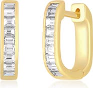 EF Collection Mini Baguette Diamond Jumbo Lola Hoop Earrings