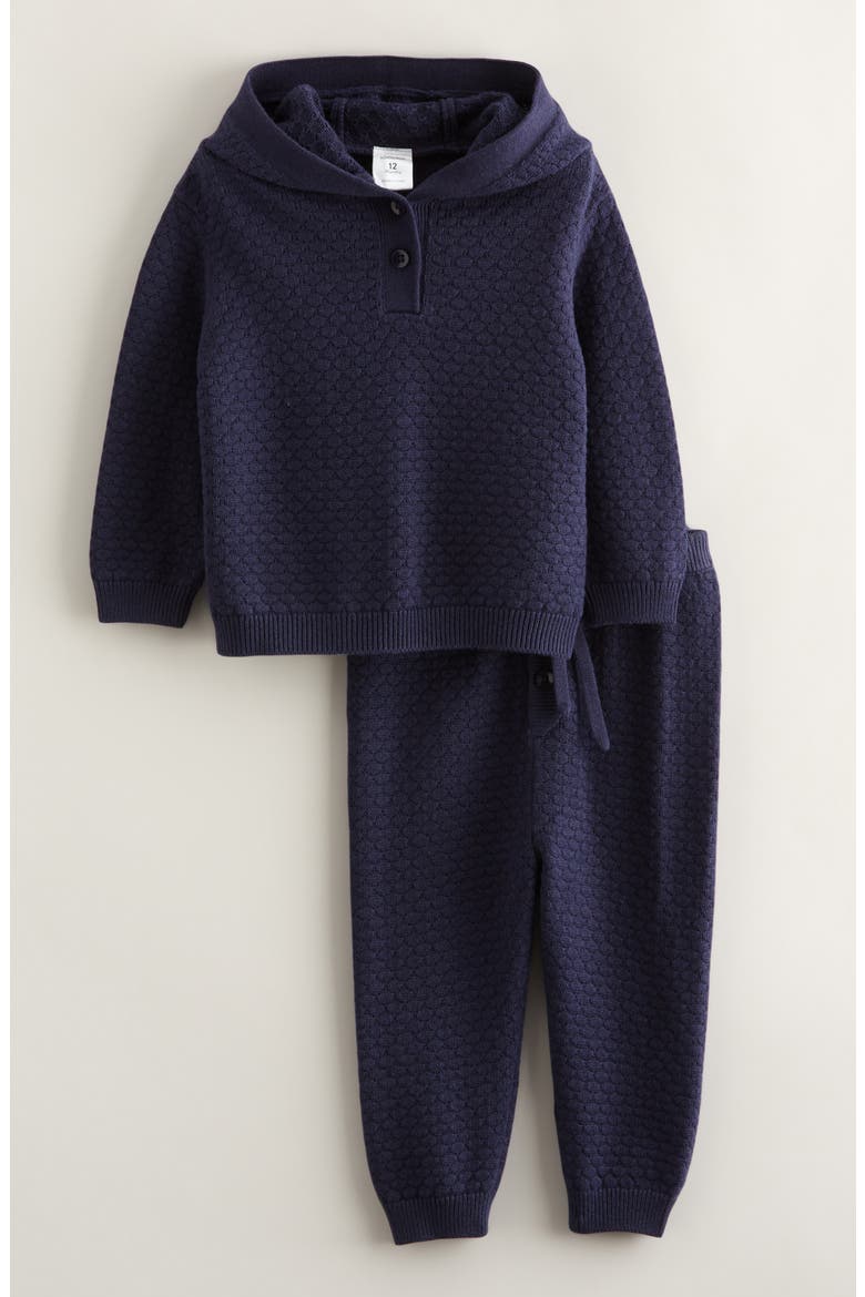 Honeycomb Knit Hoodie & Joggers Set, Main, color, NAVY PEACOAT