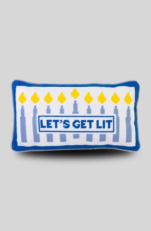 Let's Get Lit Needlepoint Pillow