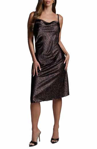 bebe Animal Print Satin Slipdress