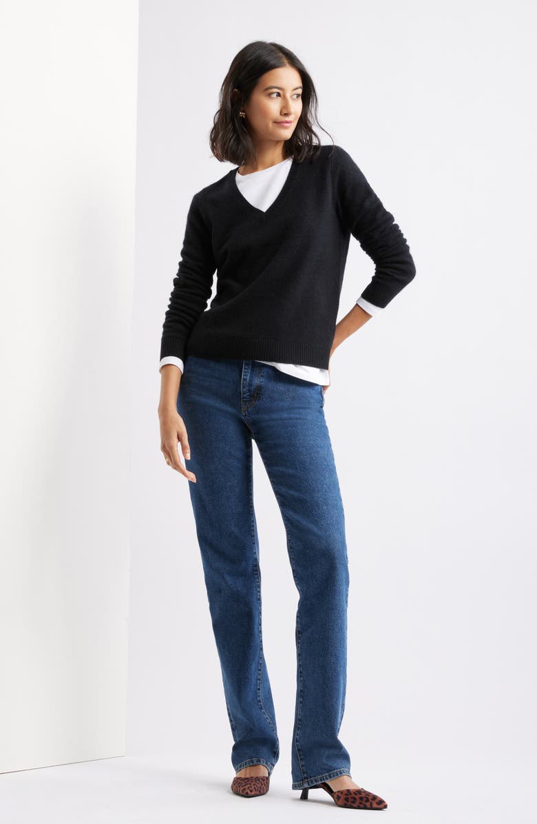 Caslon<sup>®</sup> Cashmere V-Neck Sweater, Alternate, color, Black Rock