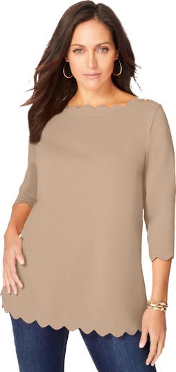 Jessica London Scallop Boatneck Tunic | Nordstrom